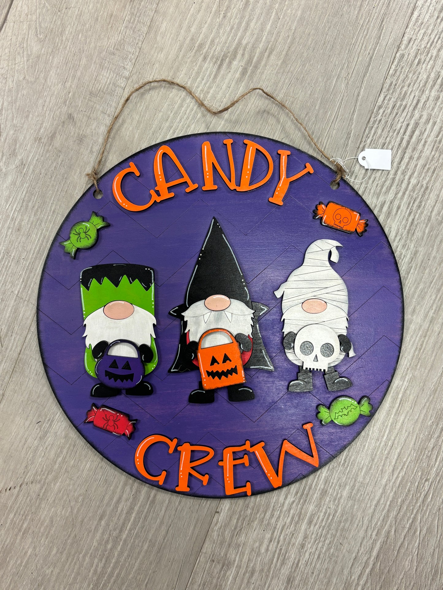 Candy crew gnome halloween door hanger