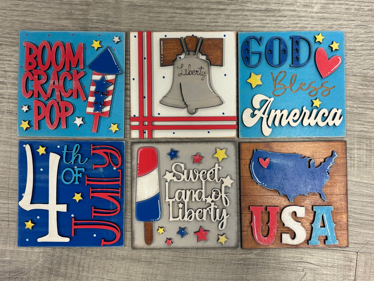 Patriotic July 4th square inserts