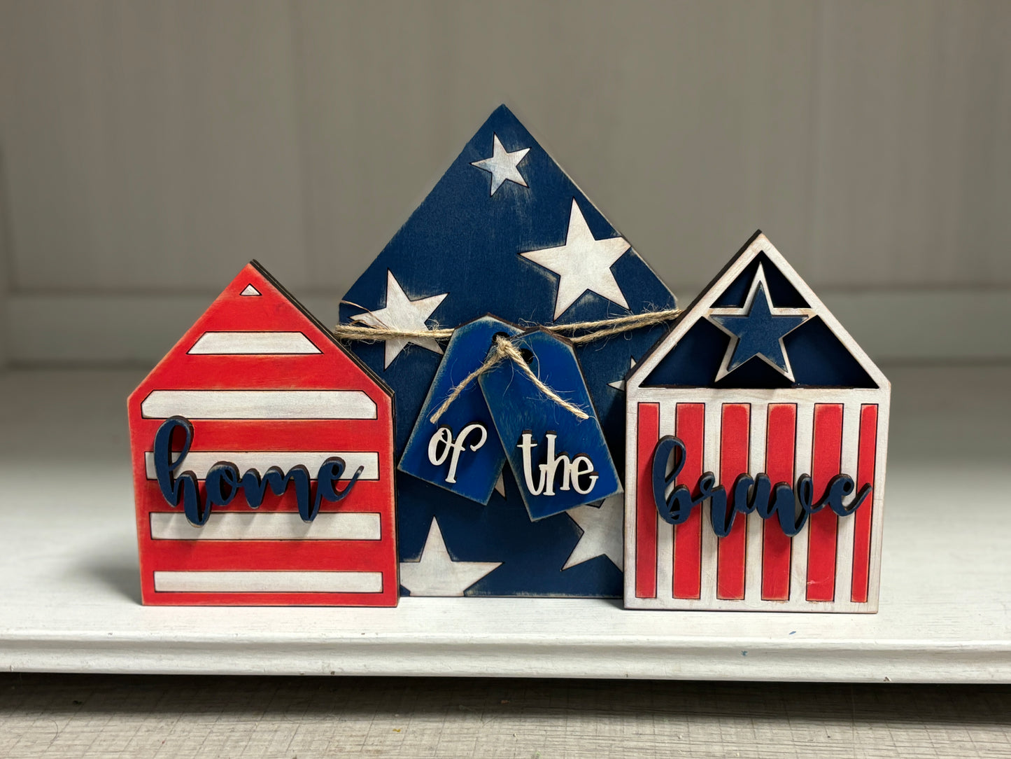 Home of the brave Patriotic/July 4th shelf sitter