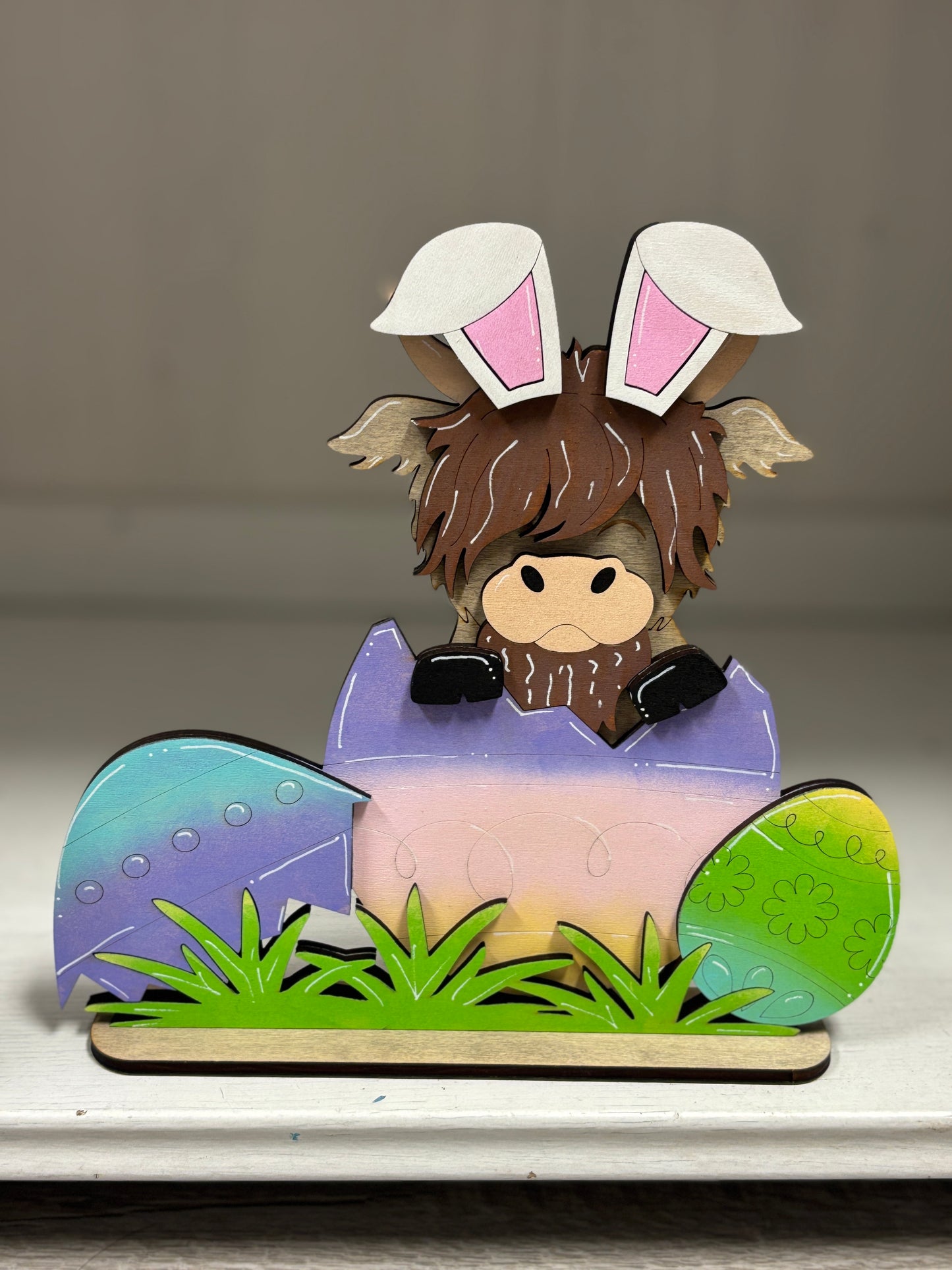 Easter highland cow shelf sitters