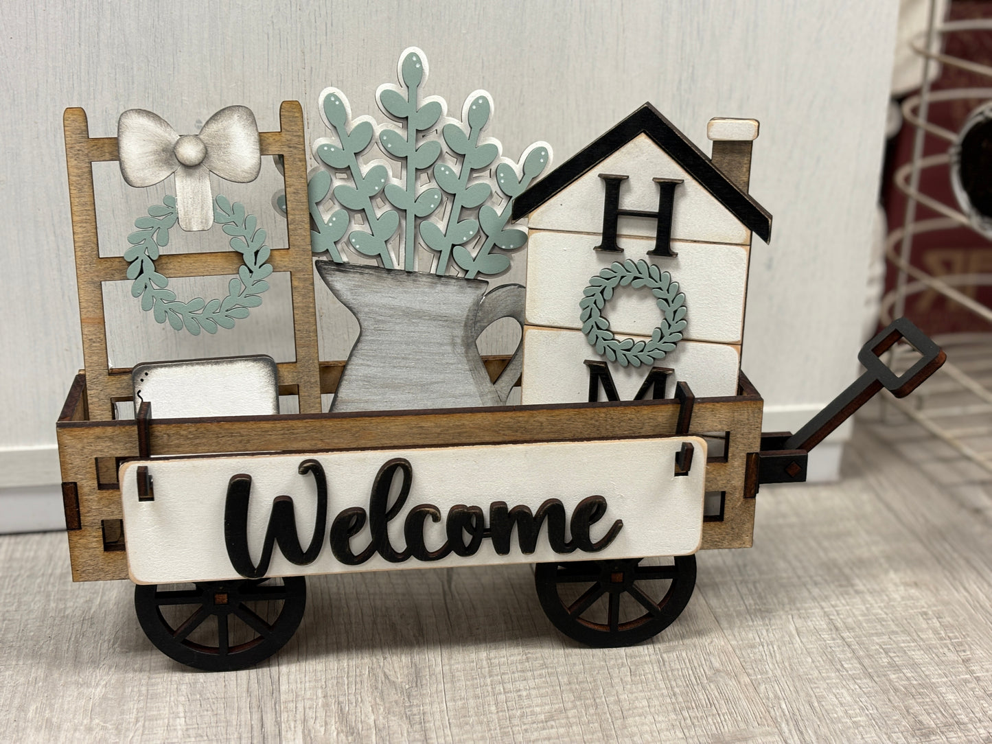 Welcome (water pitcher) wagon/shelf/crate set