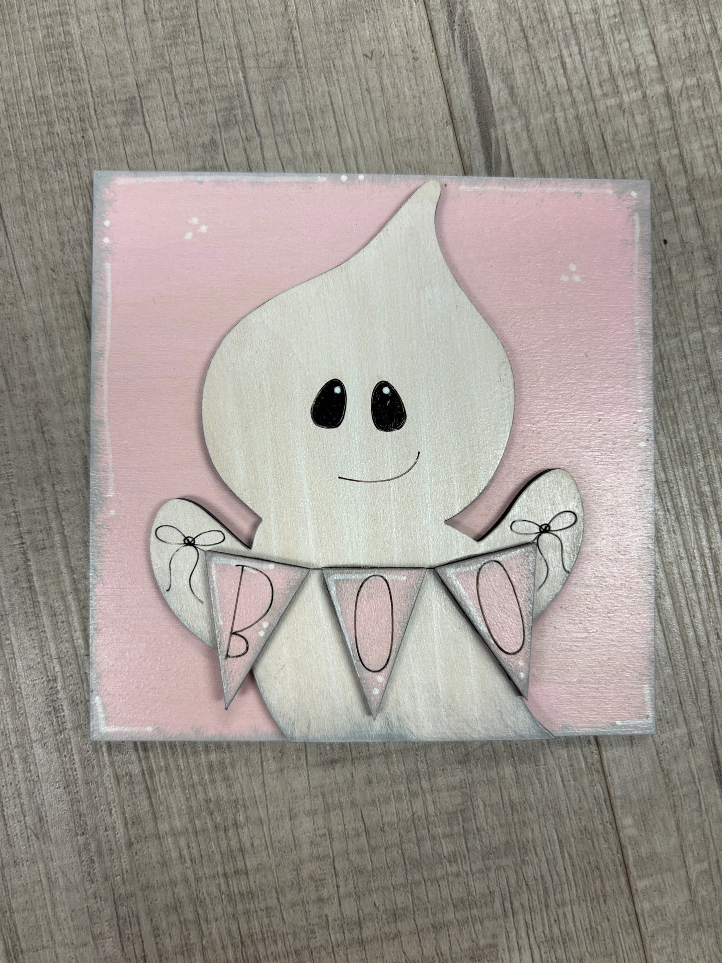 Pink Ghost Halloween interchangeable square & rectangle inserts