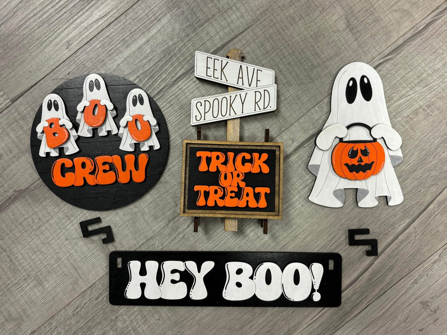 Hey boo Halloween interchangeable insert set for wagon and shelf