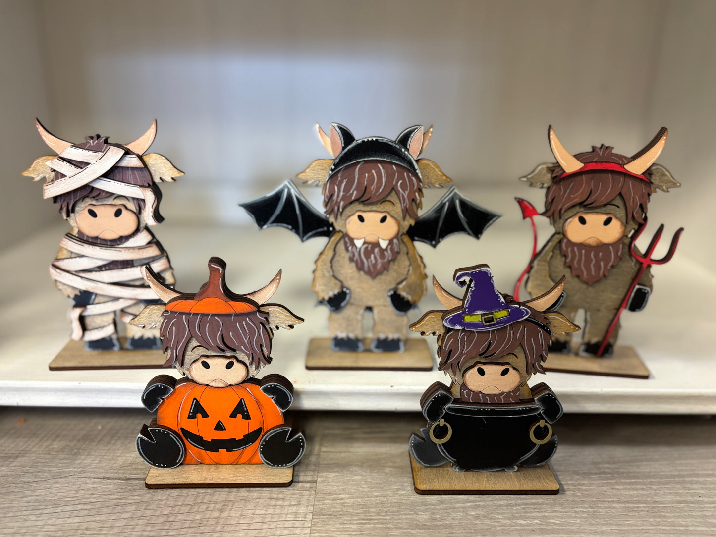 Mini standing highland cows- Halloween