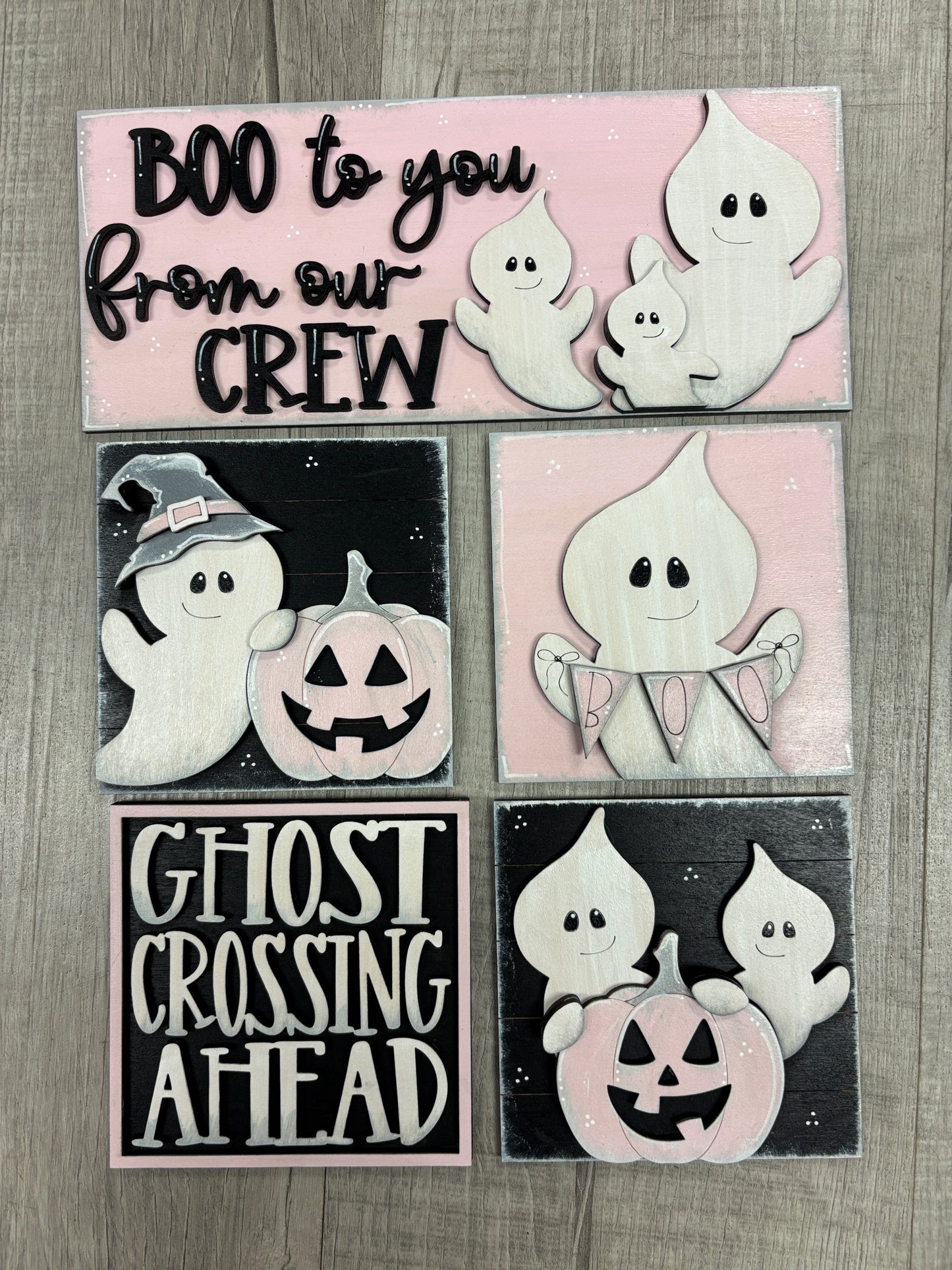 Pink Ghost Halloween interchangeable square & rectangle inserts