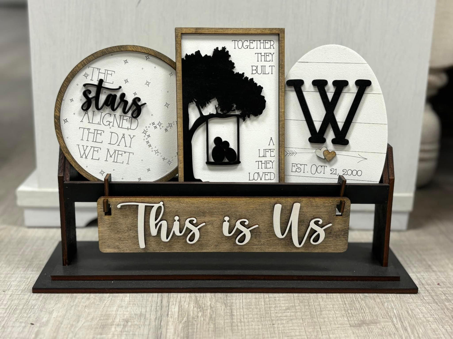 This is us, anniversary interchangeable set for wagon and shelf