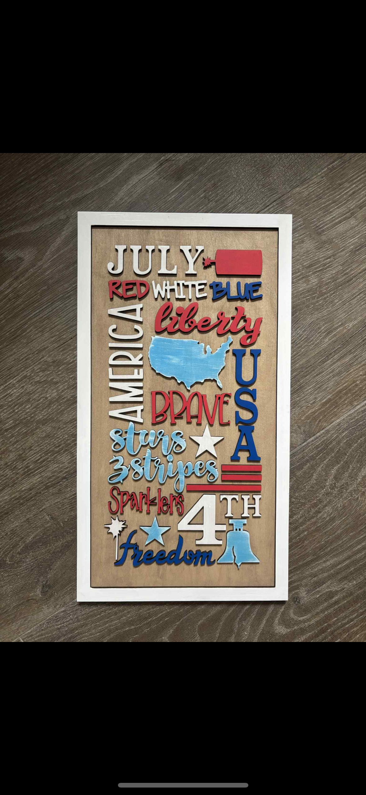 July word collage sign