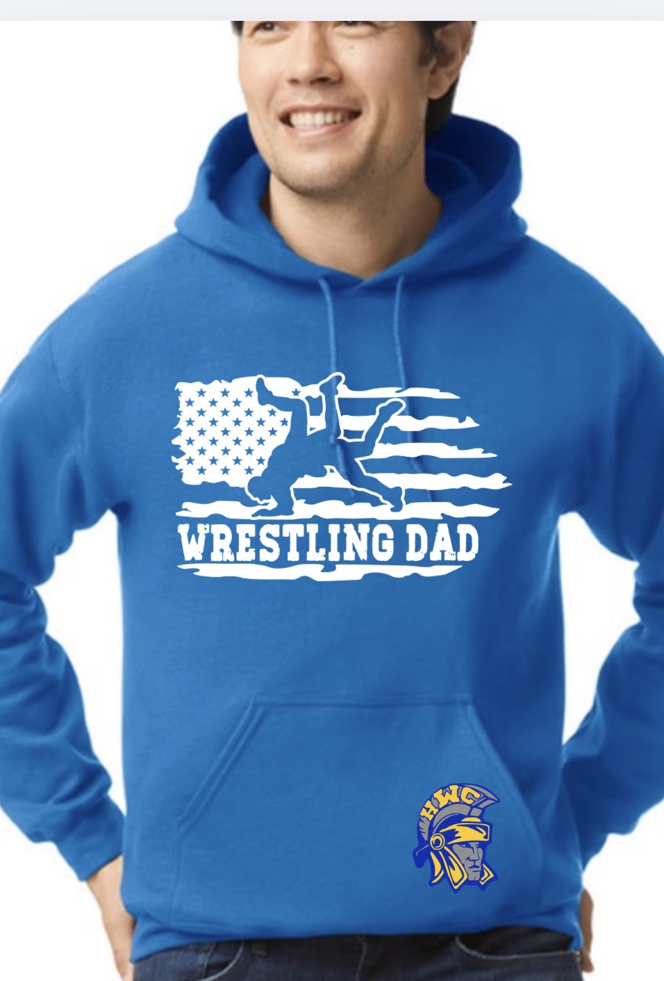 Wrestling Dad Hooded sweatshirt with logo on pocket