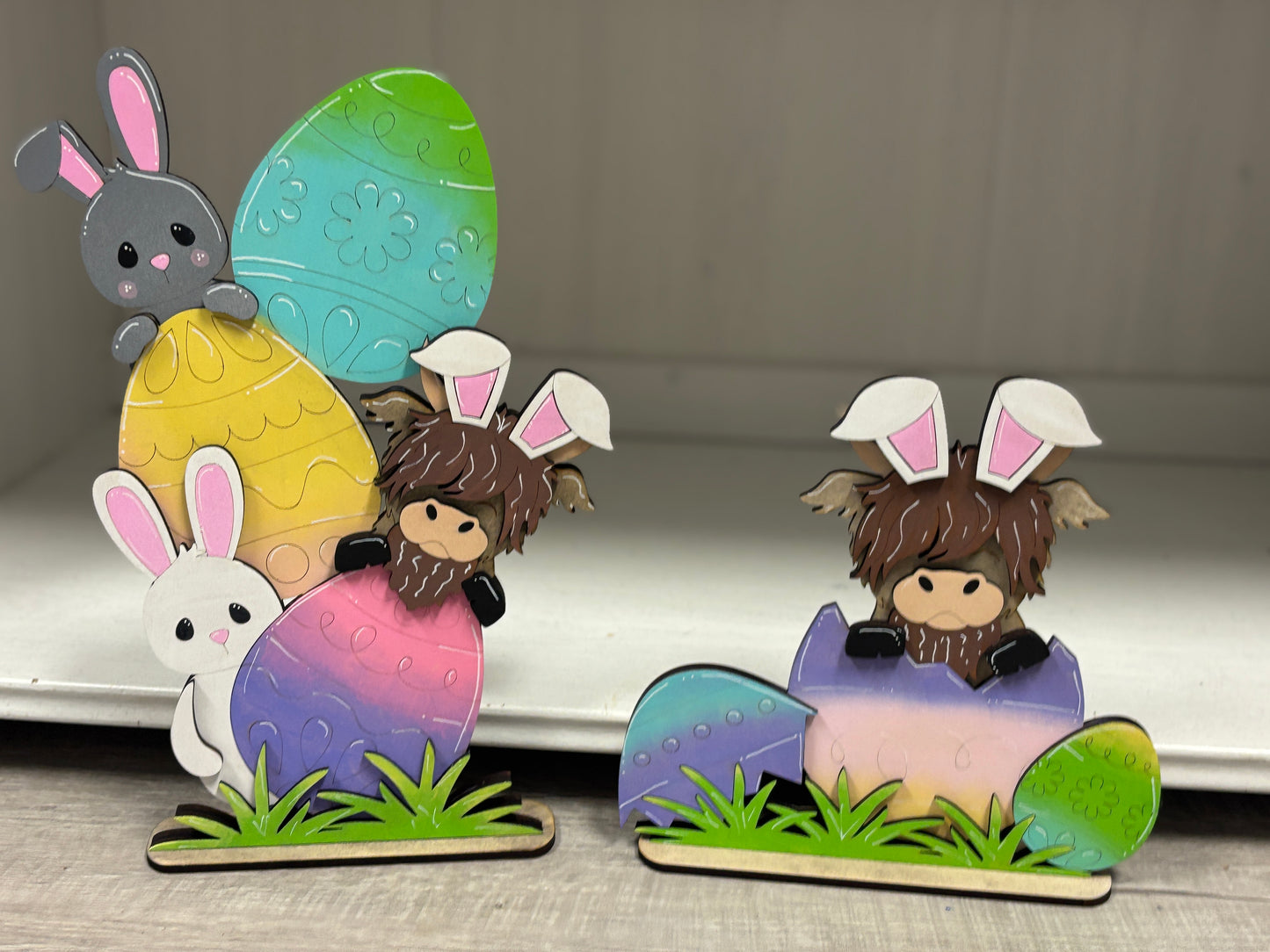 Easter highland cow shelf sitters