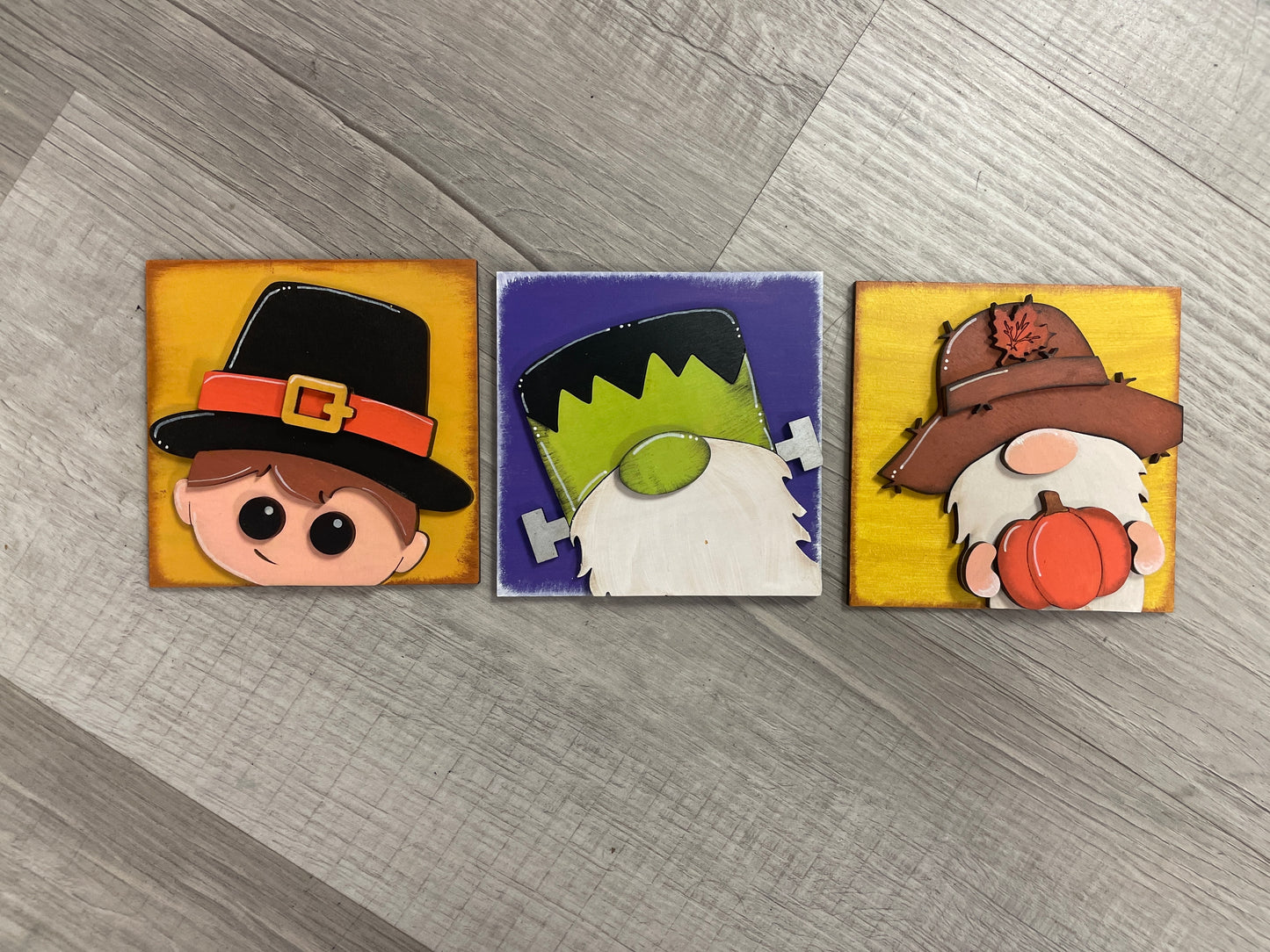 Gnome Halloween and fall themed interchangeable square inserts