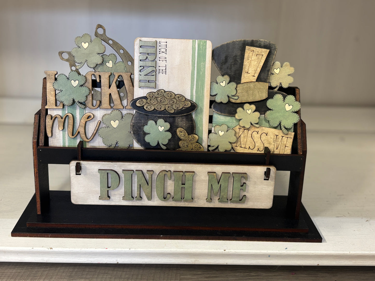 Pinch me St. Patrick’s Day wagon/shelf set