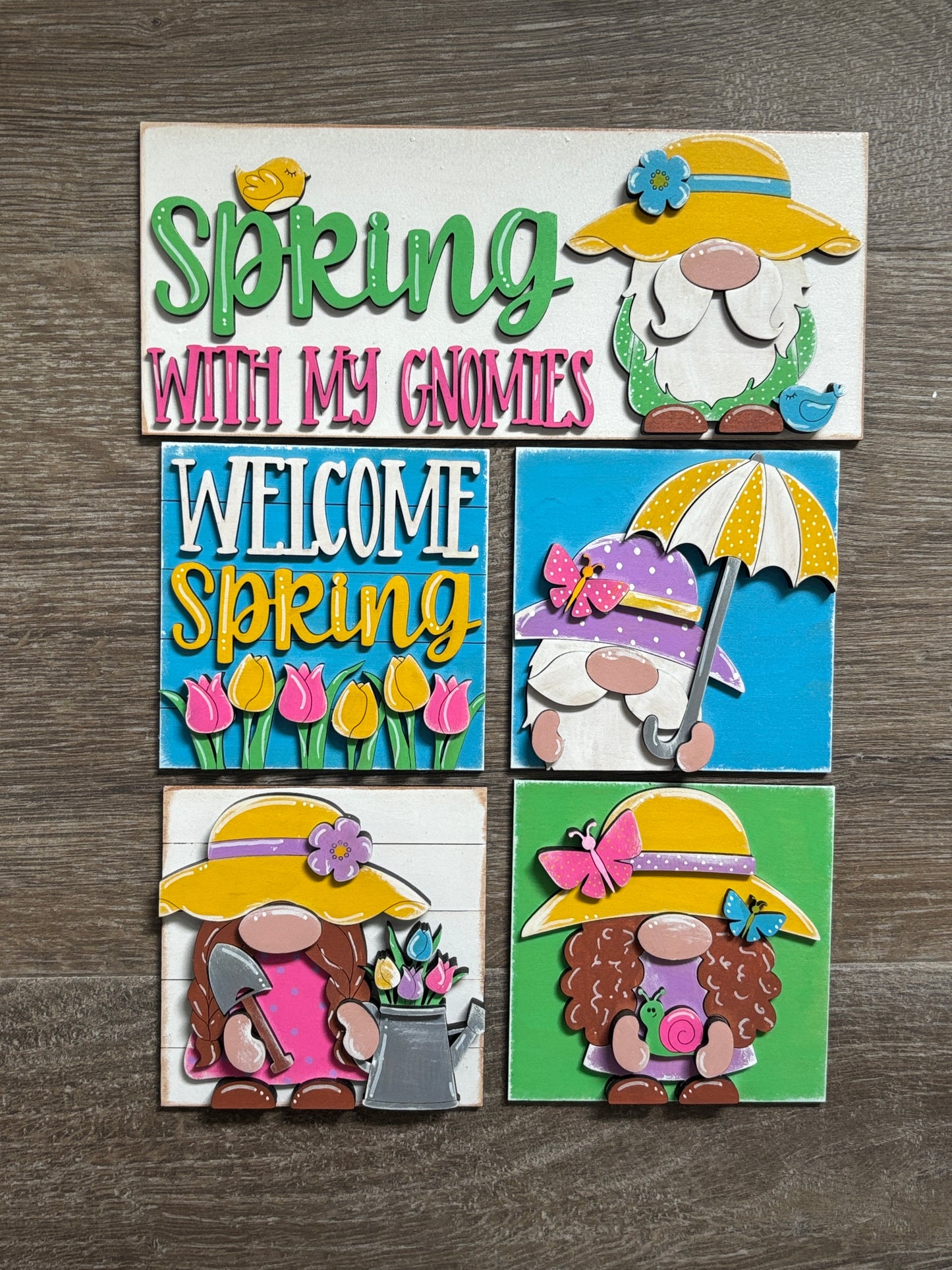 Spring gnomes interchangeable square and rectangle inserts