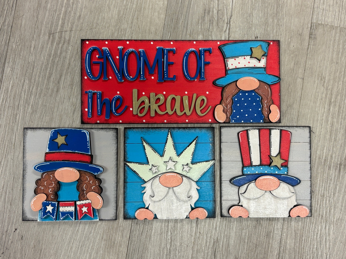 Patriotic gnomes interchangeable square and rectangle inserts