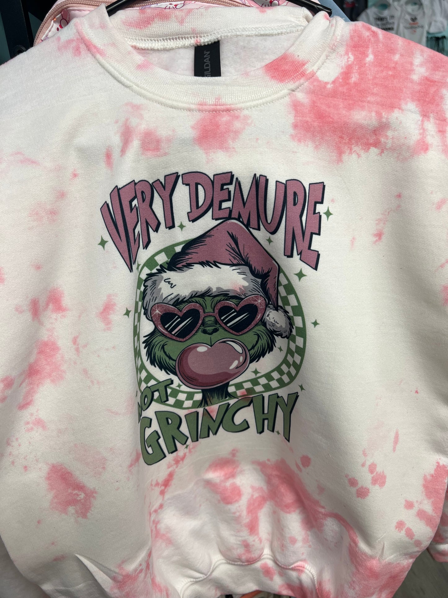 Very demure Grinch is crew tye dyed pink