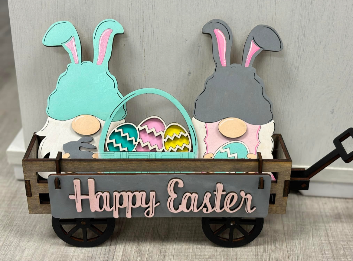 Easter gnome wagon/shelf set