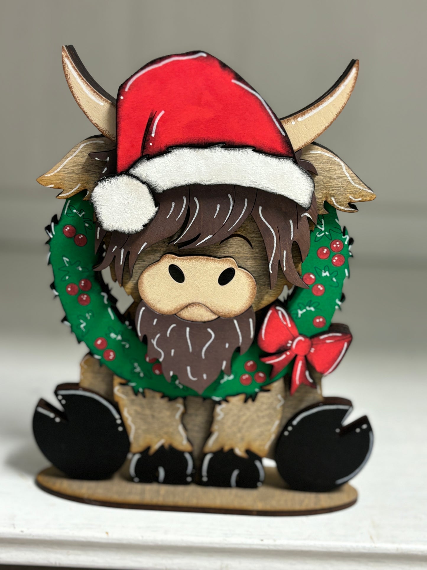 Standing Christmas highland cows