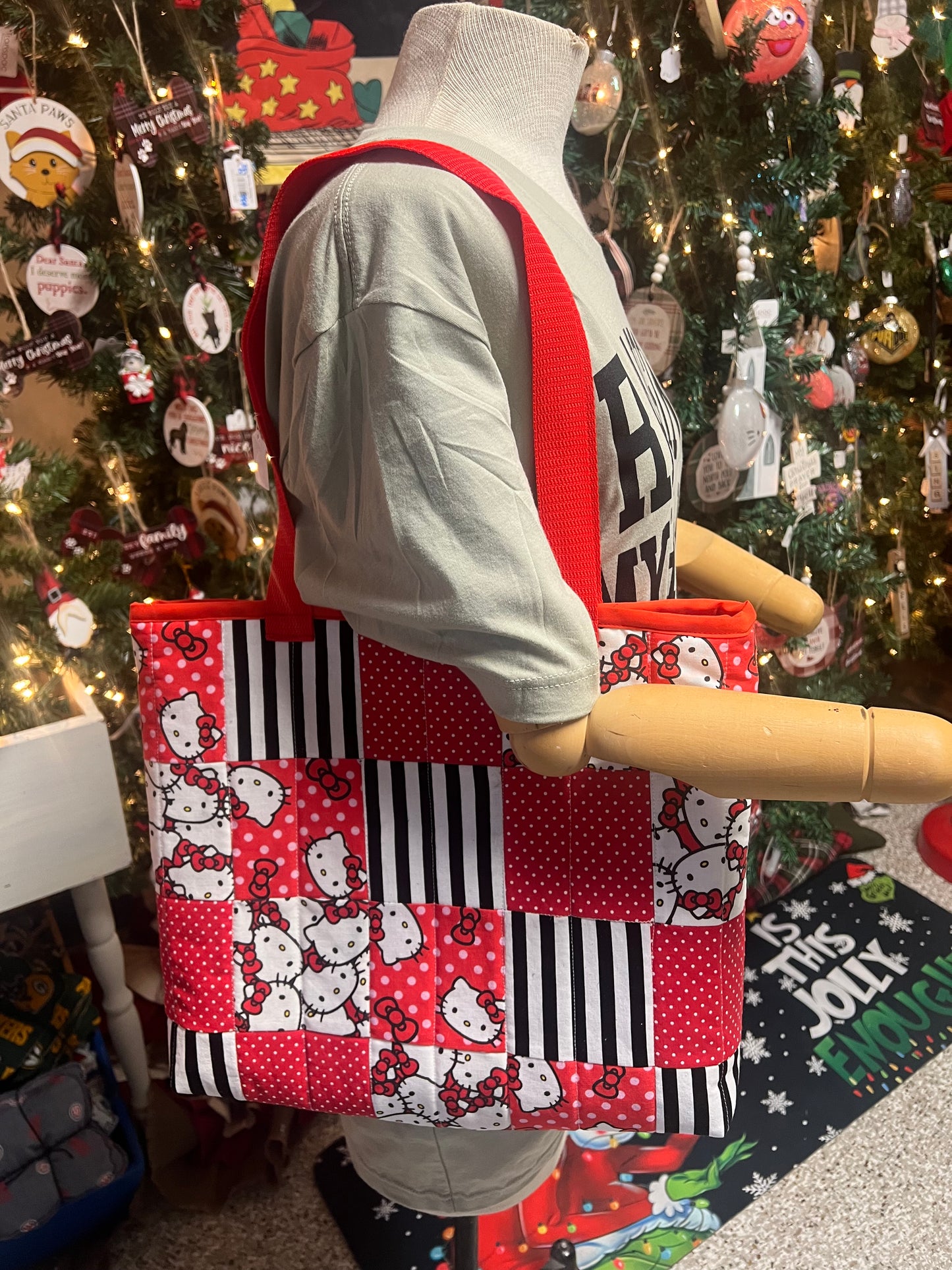 Hello kitty quilted tote bag