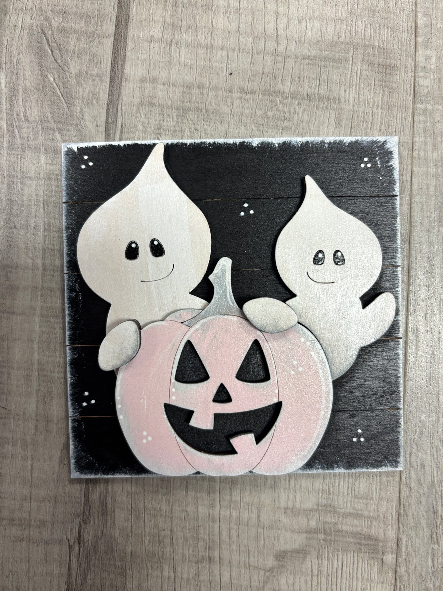 Pink Ghost Halloween interchangeable square & rectangle inserts