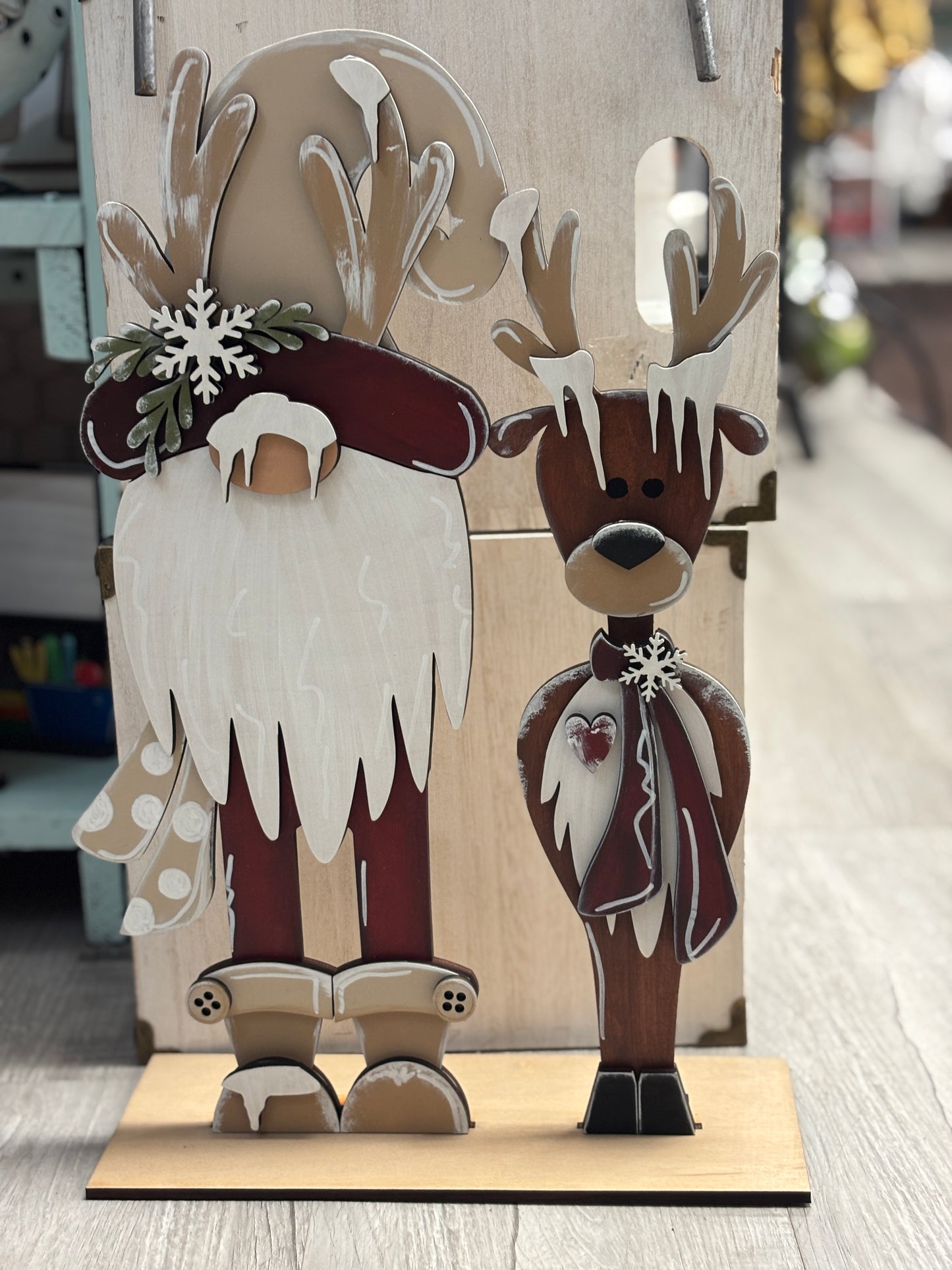 Gnome Deer winter Christmas shelf sitter