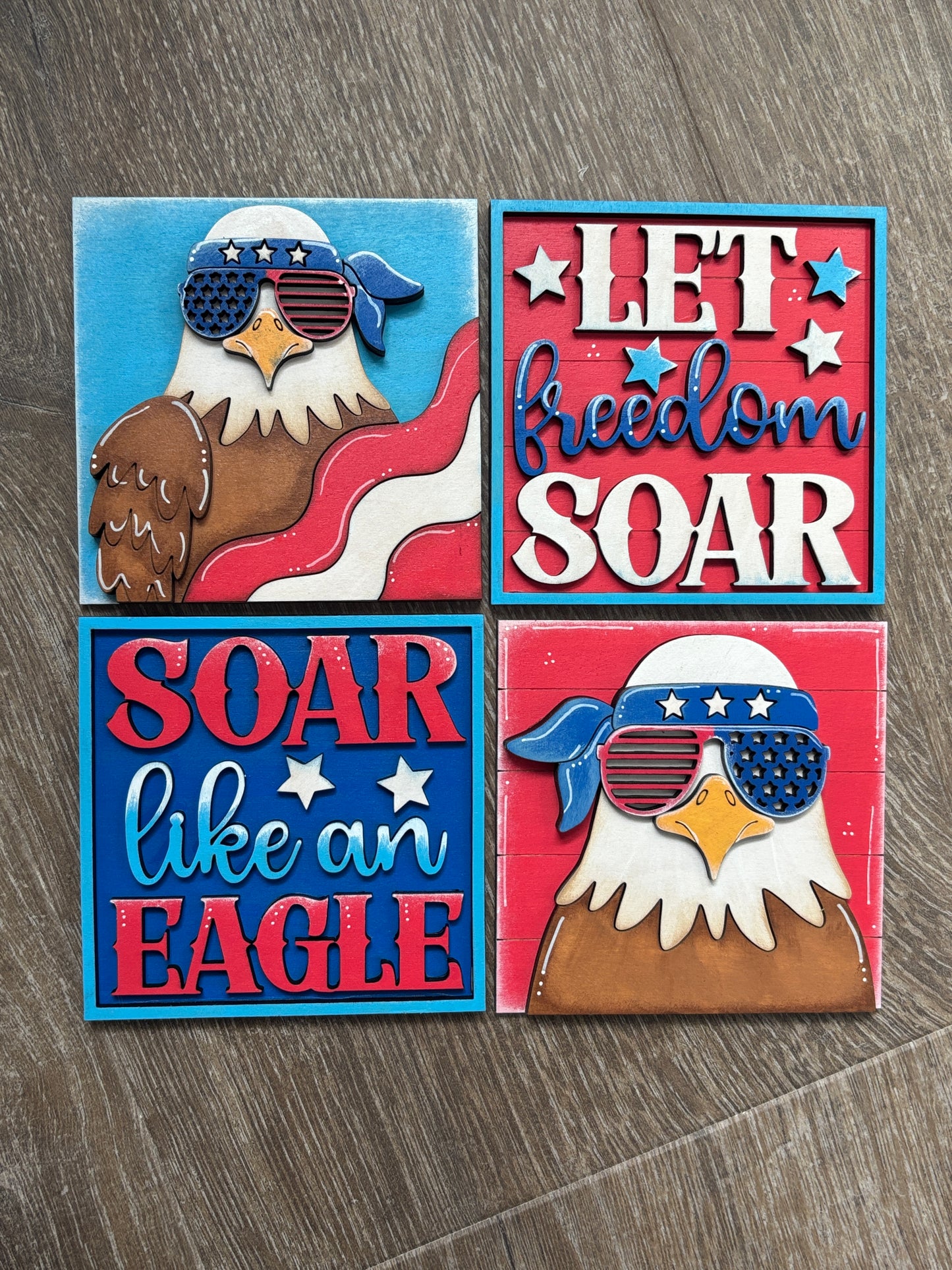 Patriotic eagle July 4th square inserts