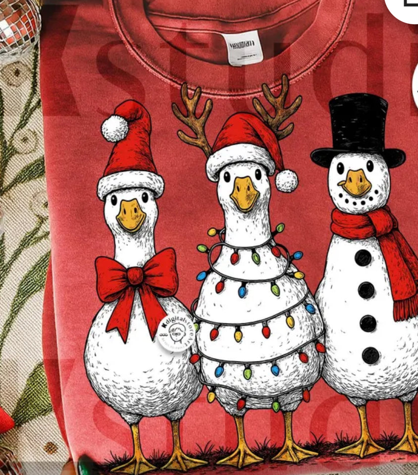 Christmas geese comfort color tee