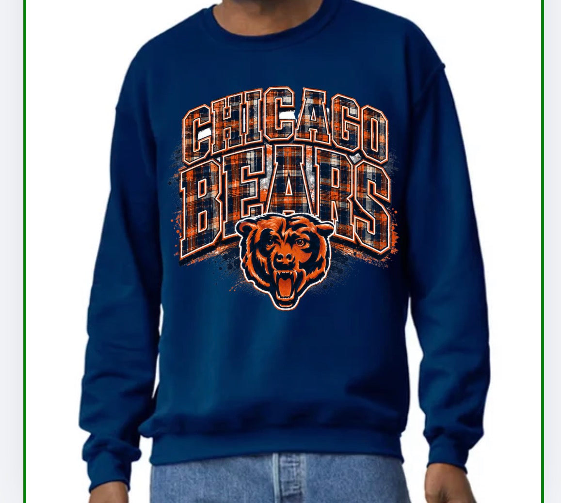 Plaid Chicago crew sweatshirt