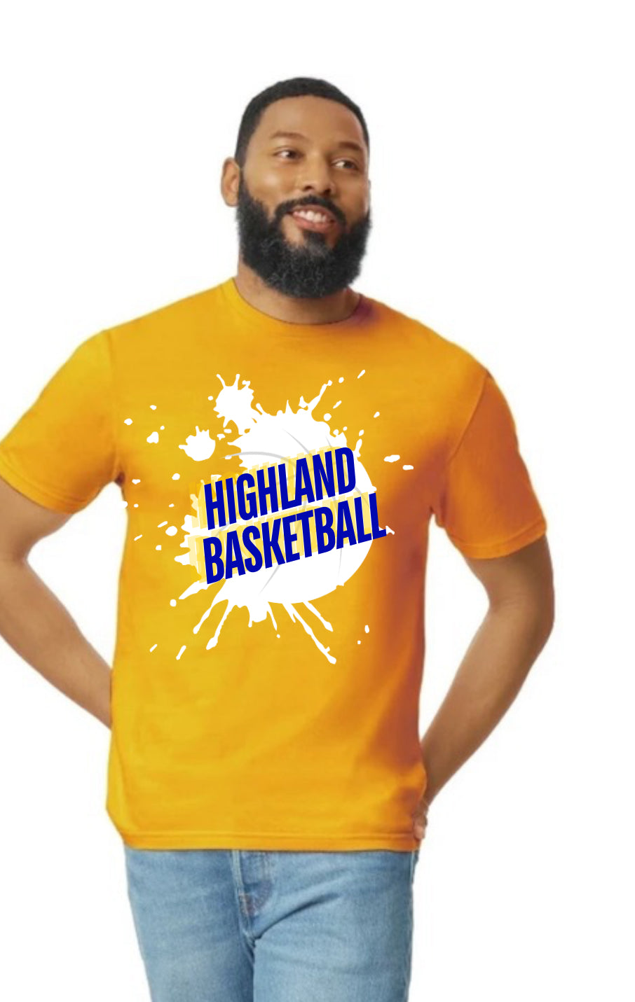 Highland Basketball tee gold