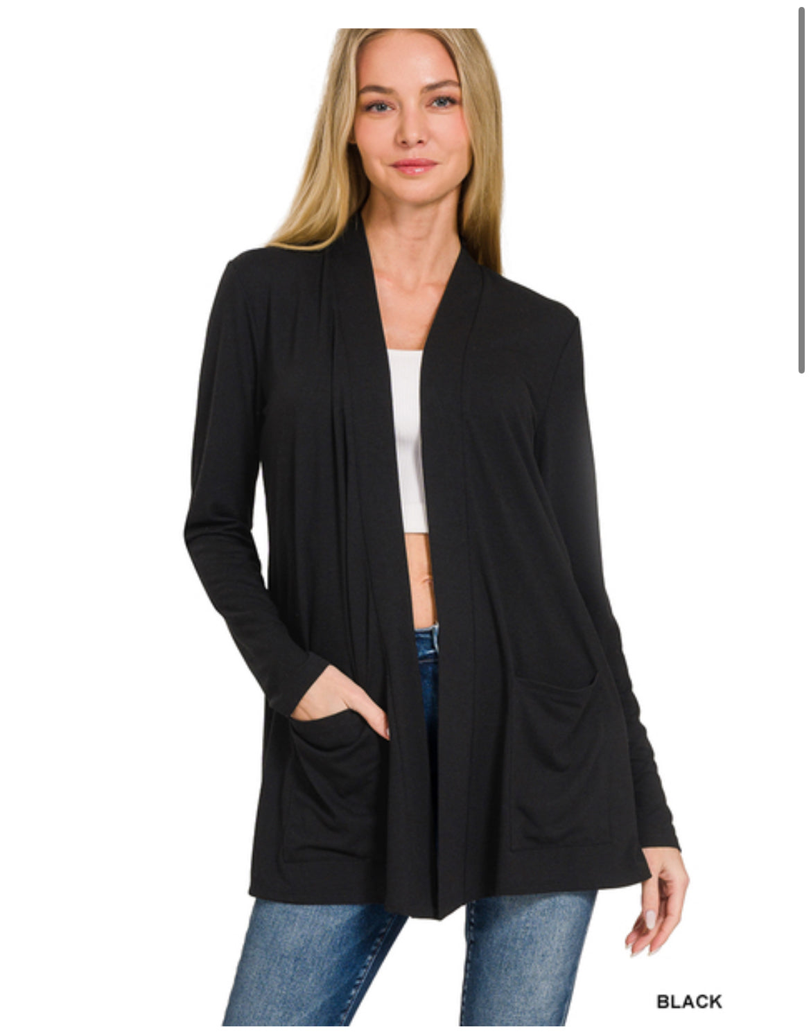 Slouchy soft pocket cardigan black
