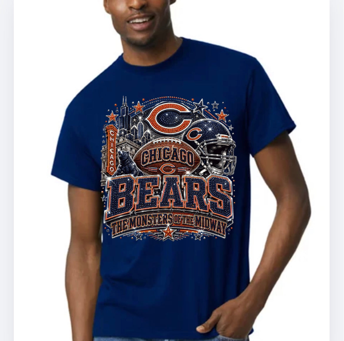 Faux rhinestone Chicago tee