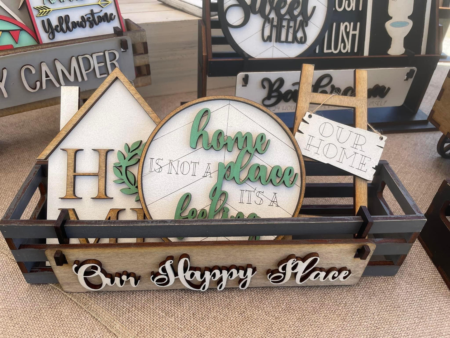 Our happy place wagon/shelf set