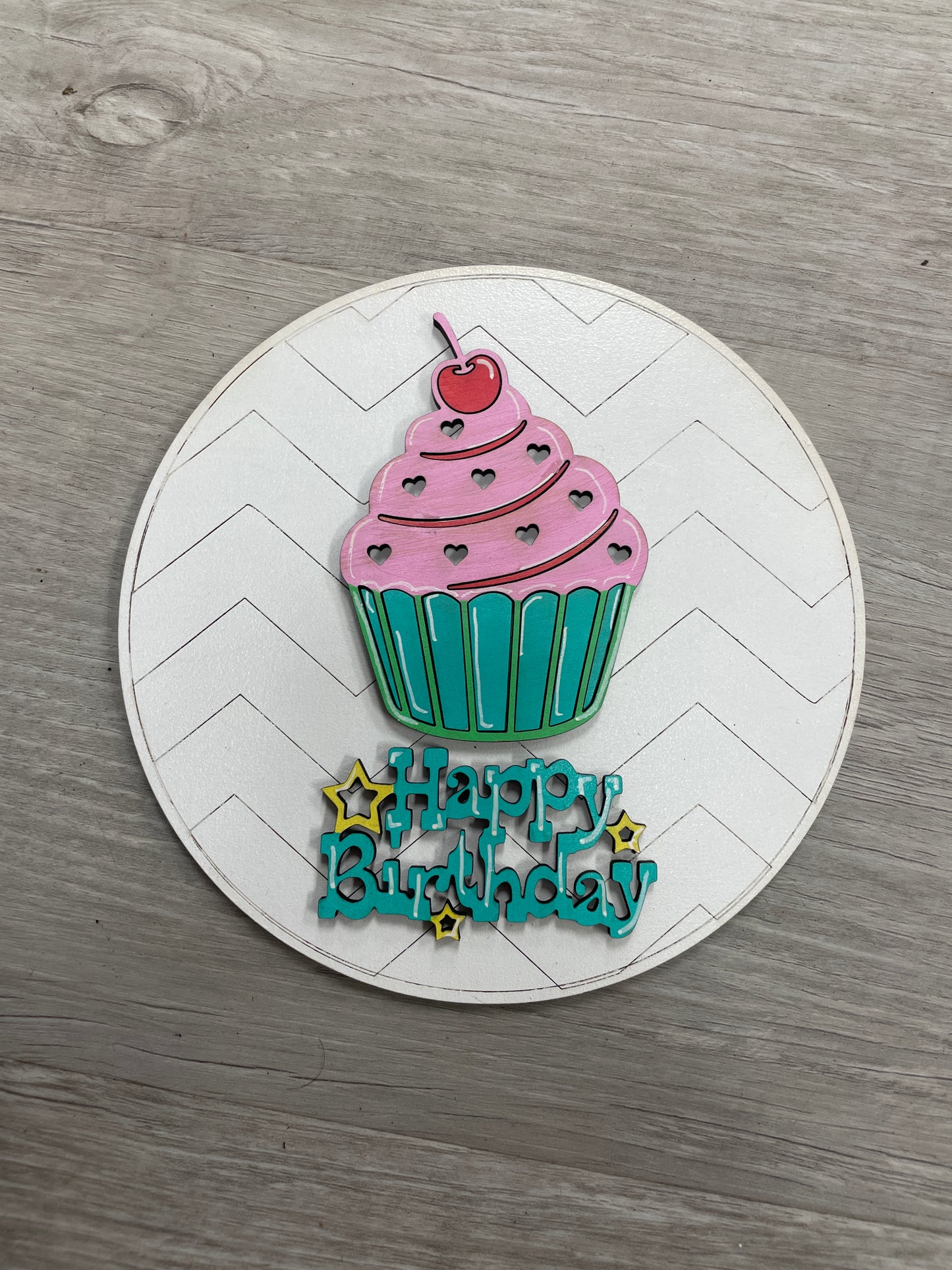 Happy birthday round interchangeable insert
