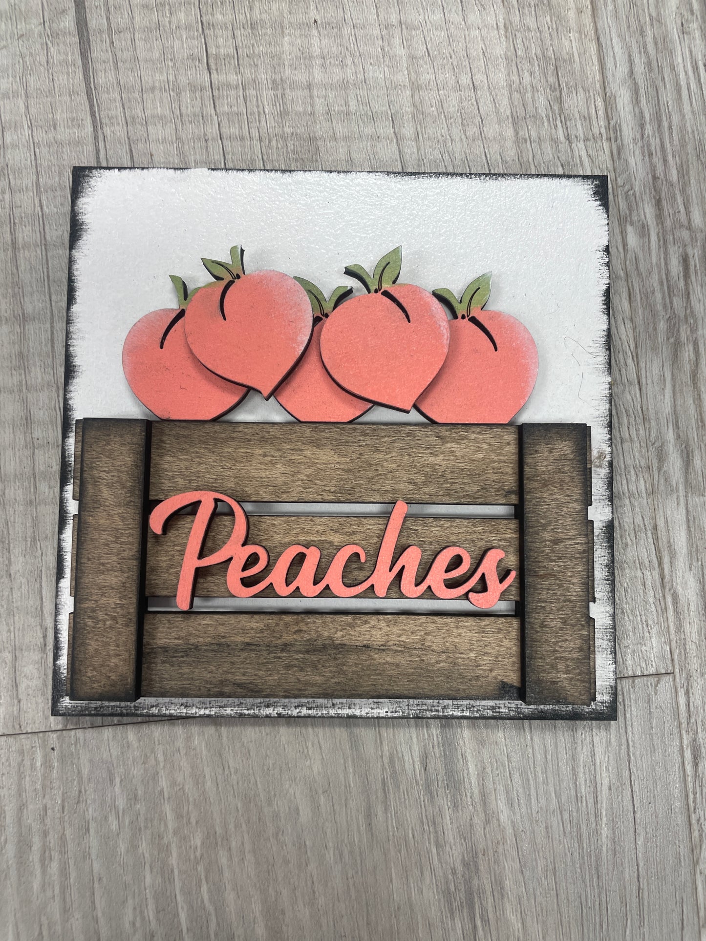 Crate of peaches square insert