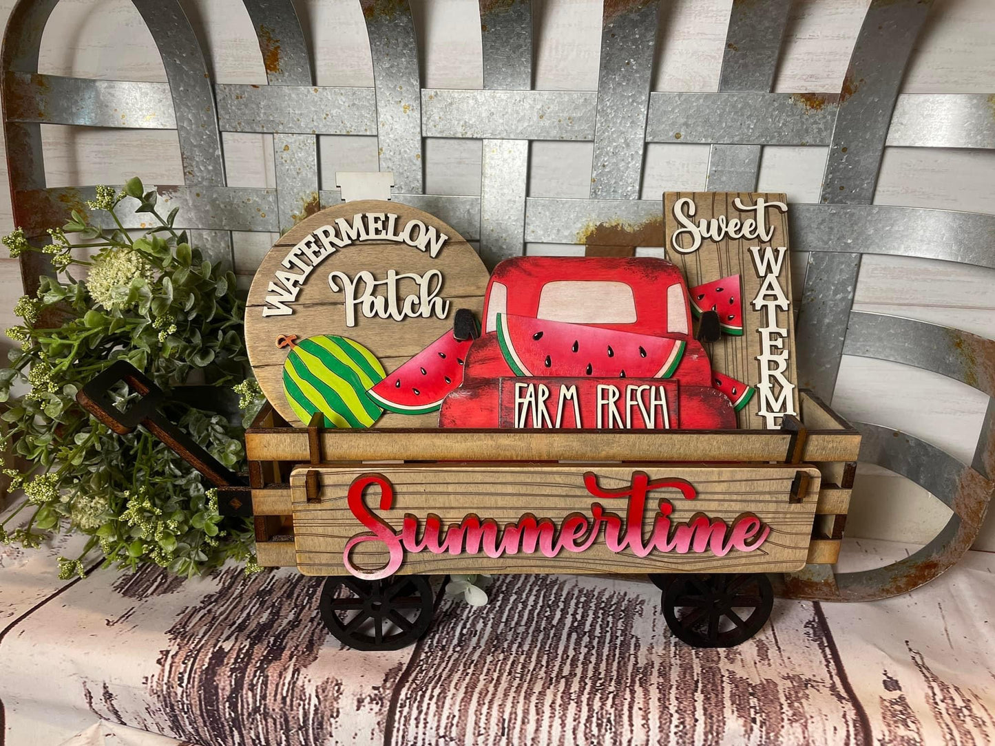 Summertime watermelon wagon/shelf set