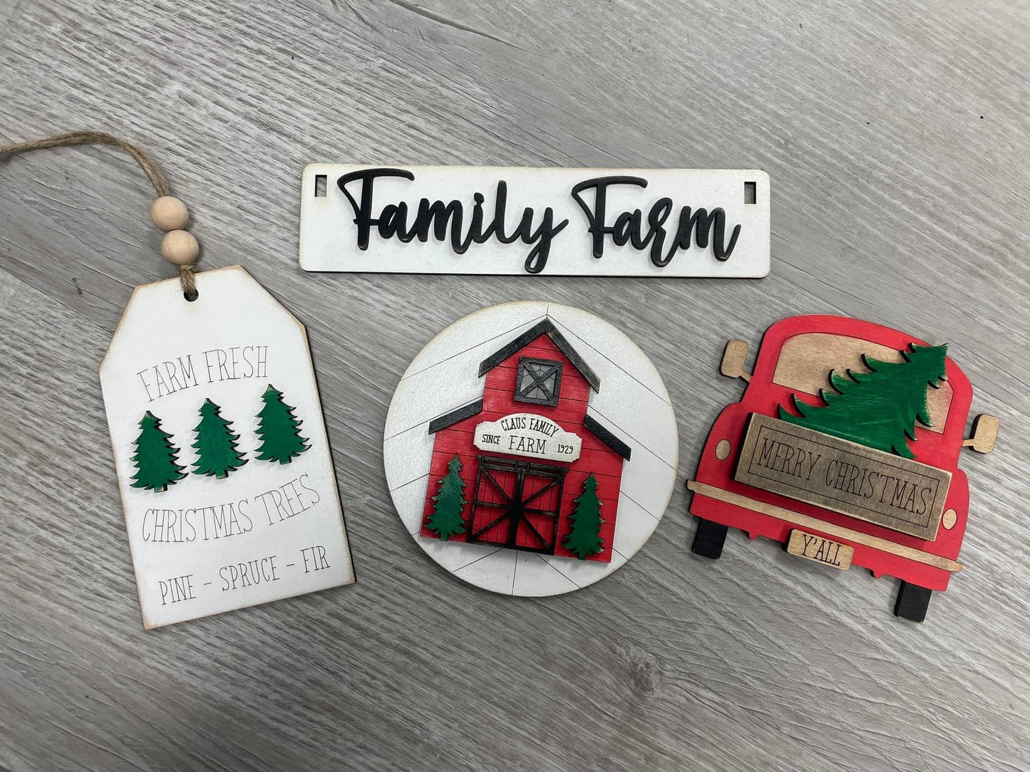 Family farm Christmas wagon/shelf set