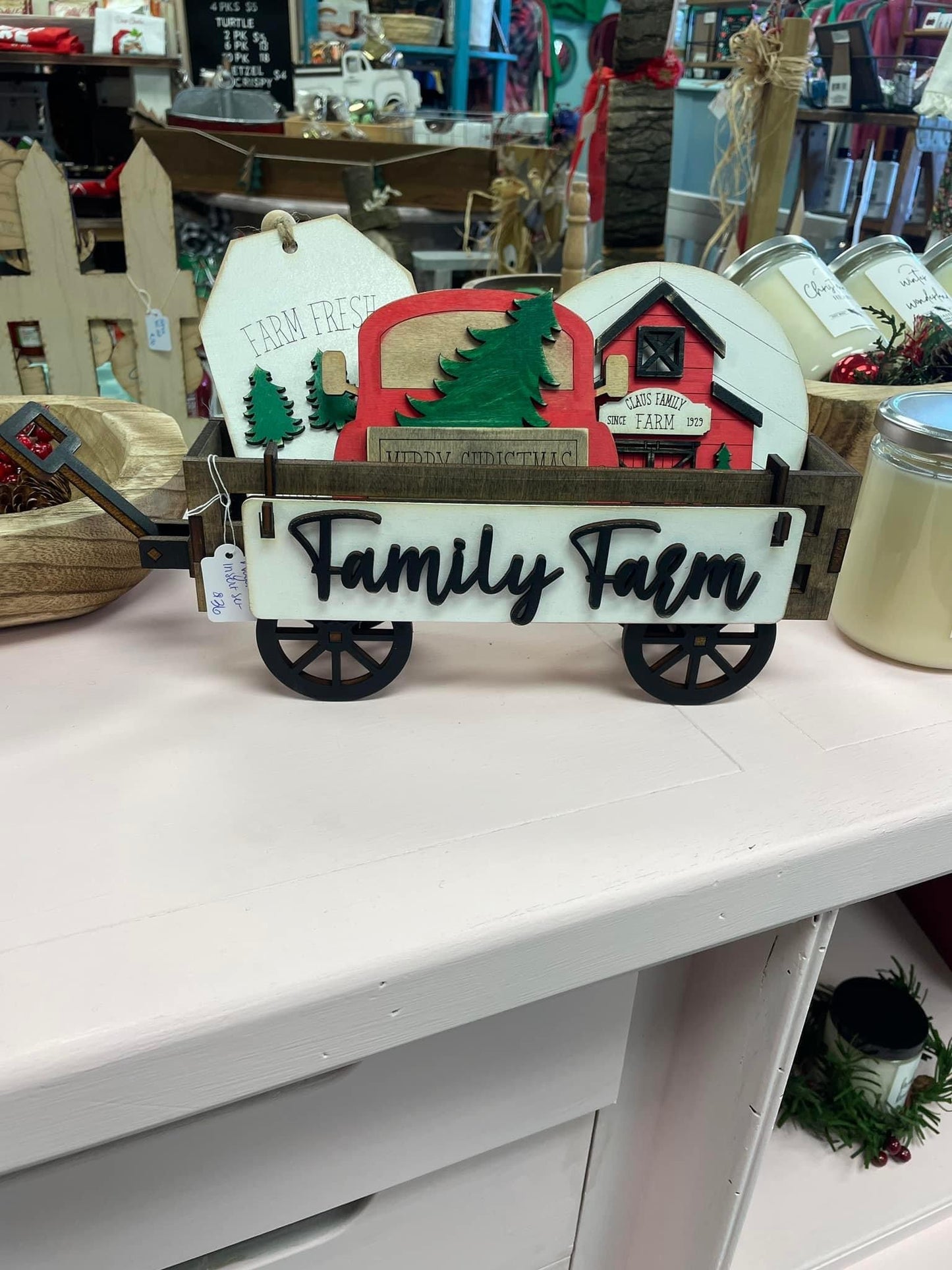 Family farm Christmas wagon/shelf set