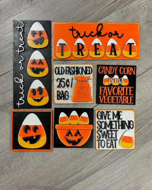 Fall Halloween candy corn interchangeable square & rectangle inserts