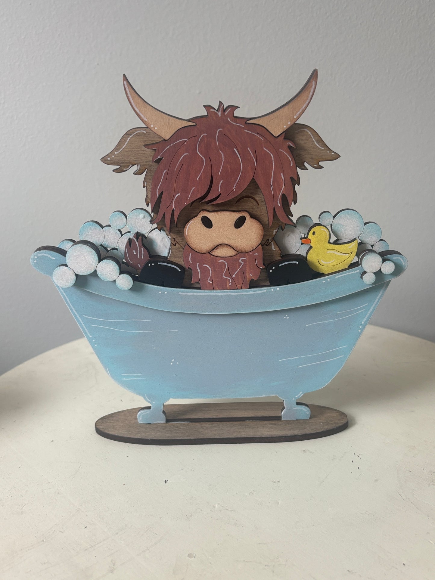 Bubble bath highland cow