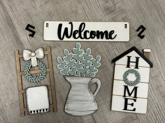 Welcome (water pitcher) wagon/shelf/crate set