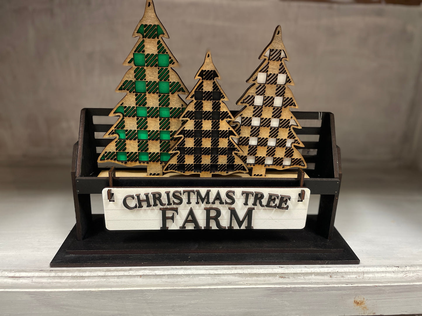 Christmas tree farm wagon/shelf set