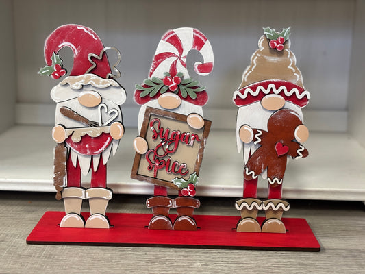 Gnome trio gingerbread Christmas shelf sitter