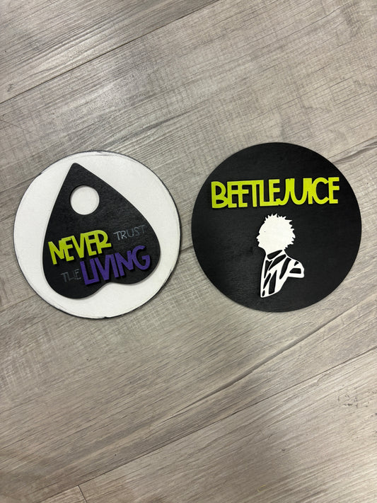 Beetlejuice themed interchangeable round inserts