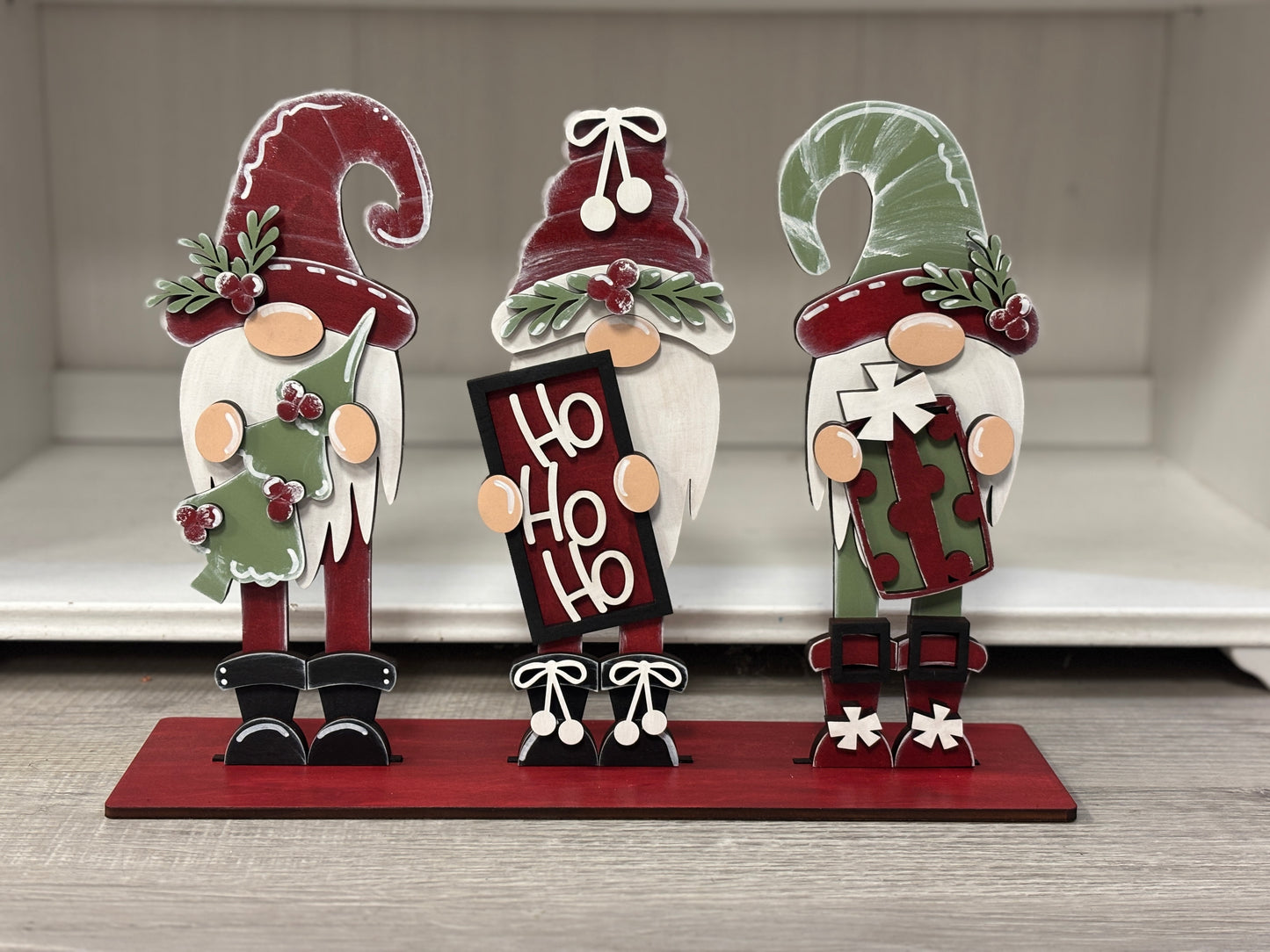 Gnome trio winter Christmas shelf sitter
