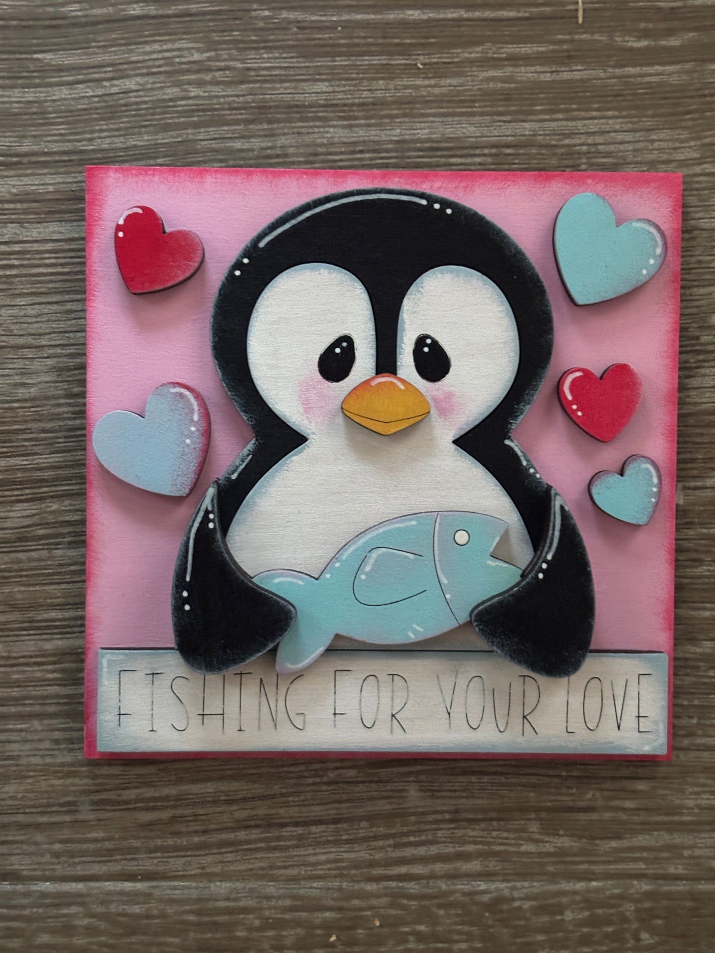 Valentine’s penguin interchangeable square inserts