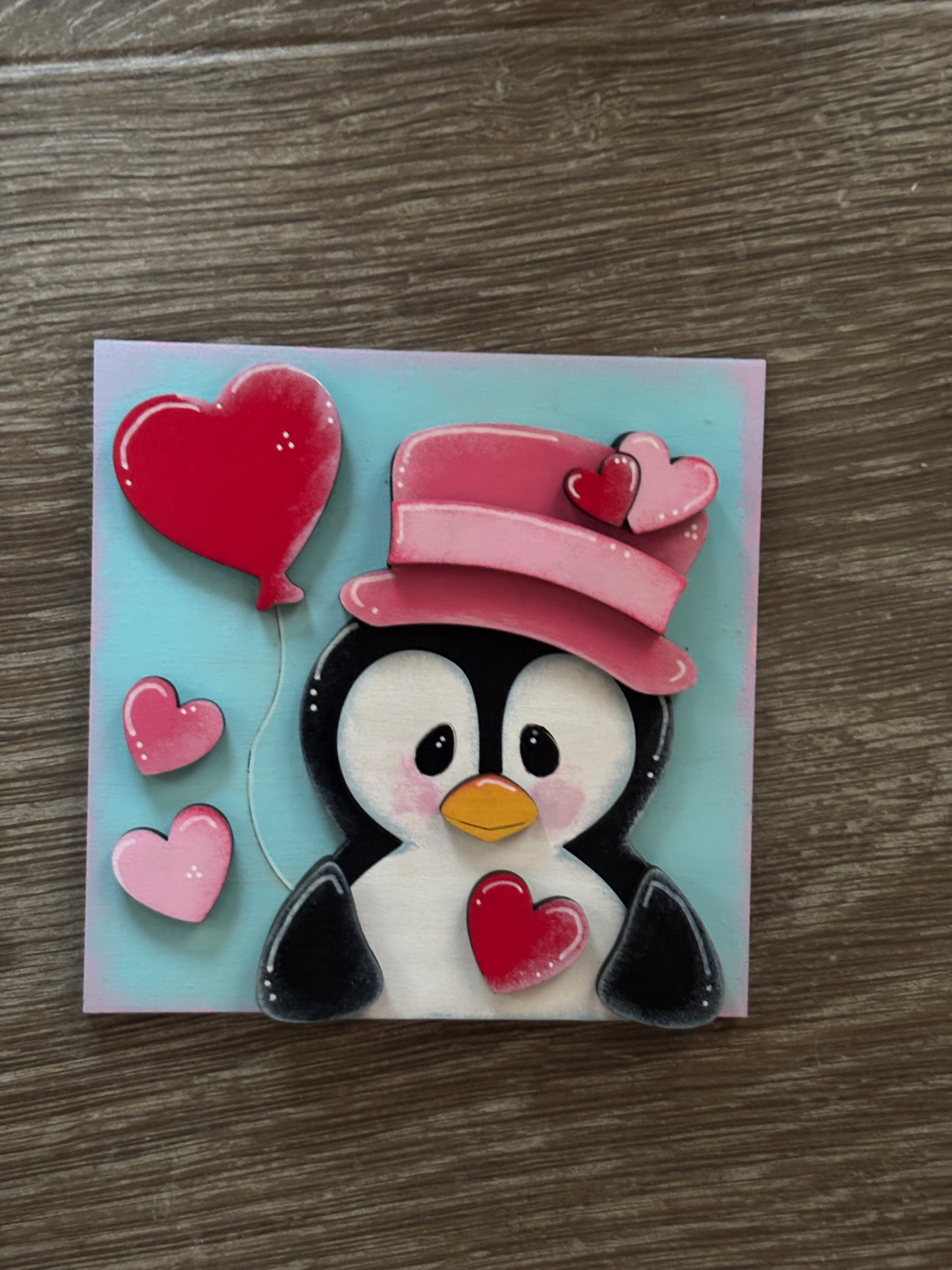 Valentine’s penguin interchangeable square inserts
