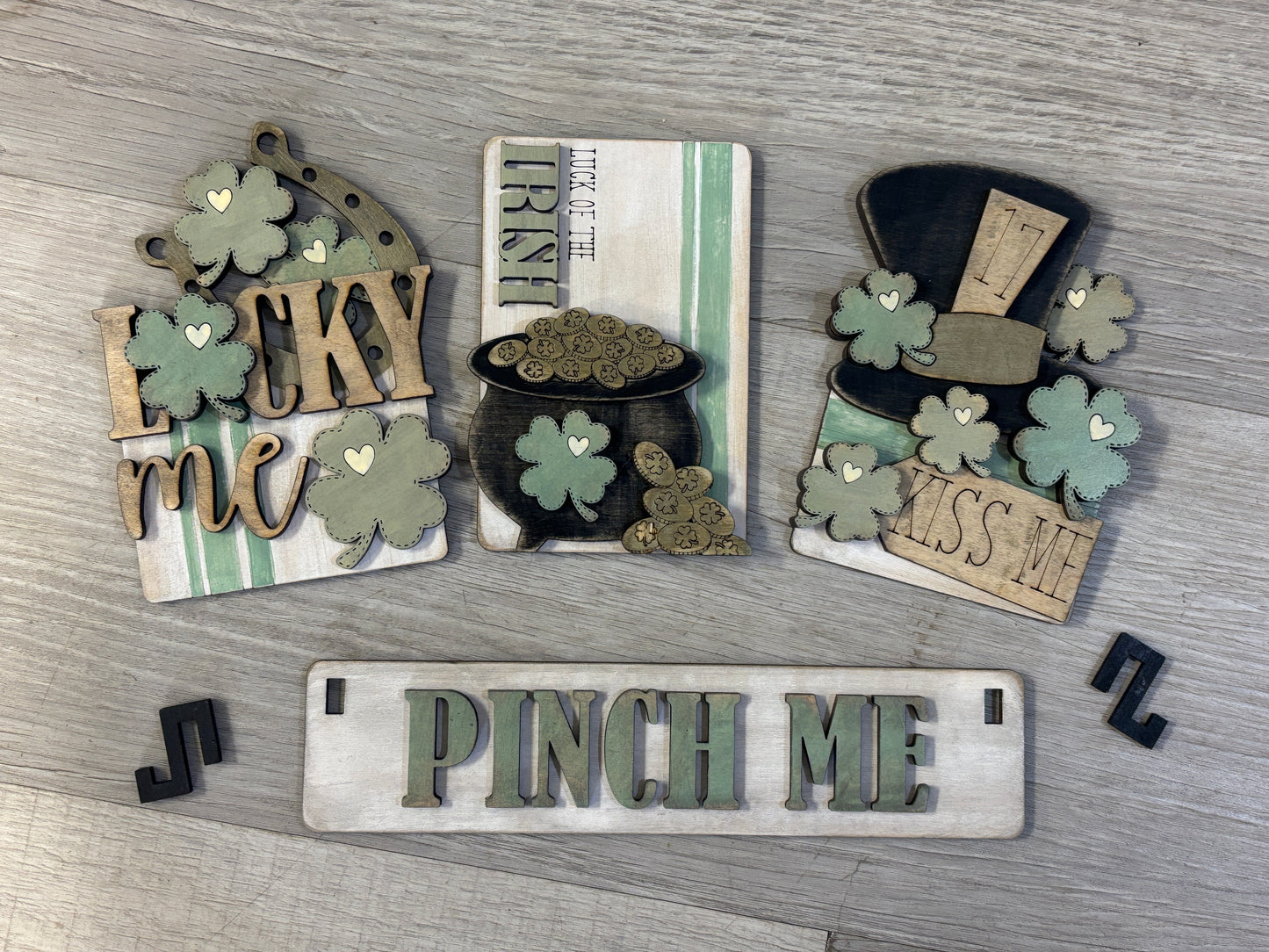 Pinch me St. Patrick’s Day wagon/shelf set