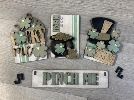 Pinch me St. Patrick’s Day wagon/shelf set