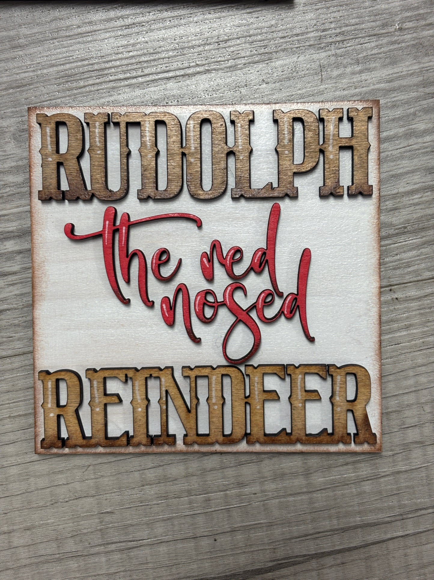 Santa’s, Mrs. Claus and Rudolph Christmas interchangeable square inserts