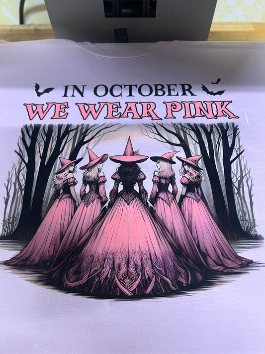 October we wear pink witches crew