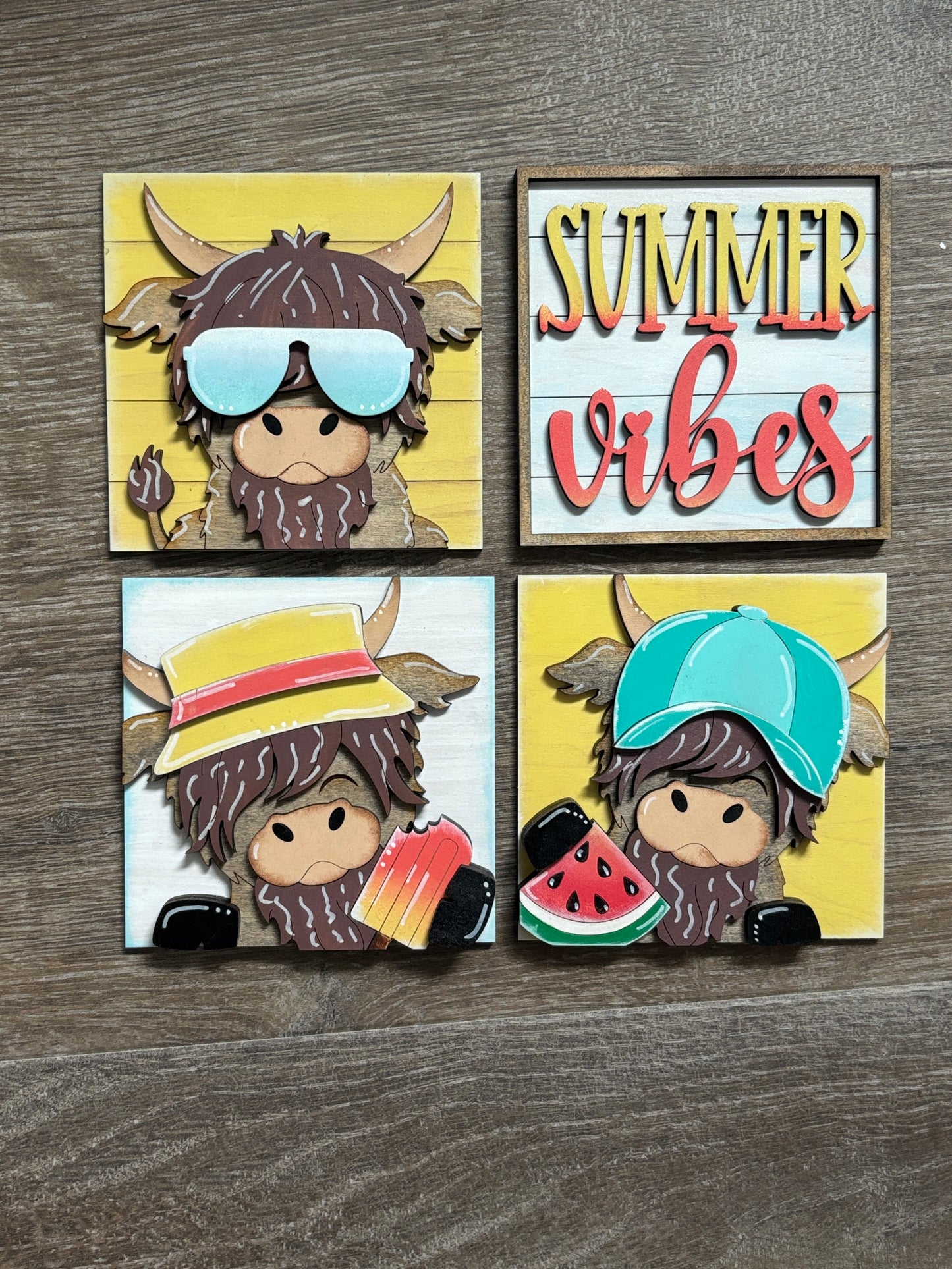 Summer - highland cow square inserts