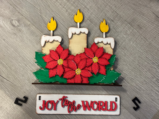 Joy to the world Christmas wagon/shelf set